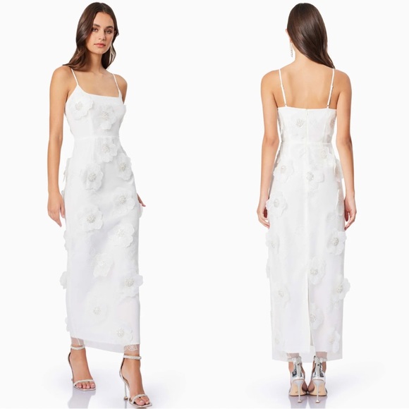 NWT Elliatt Dahlia Midi Dress White 3D Floral XS - Picture 2 of 10